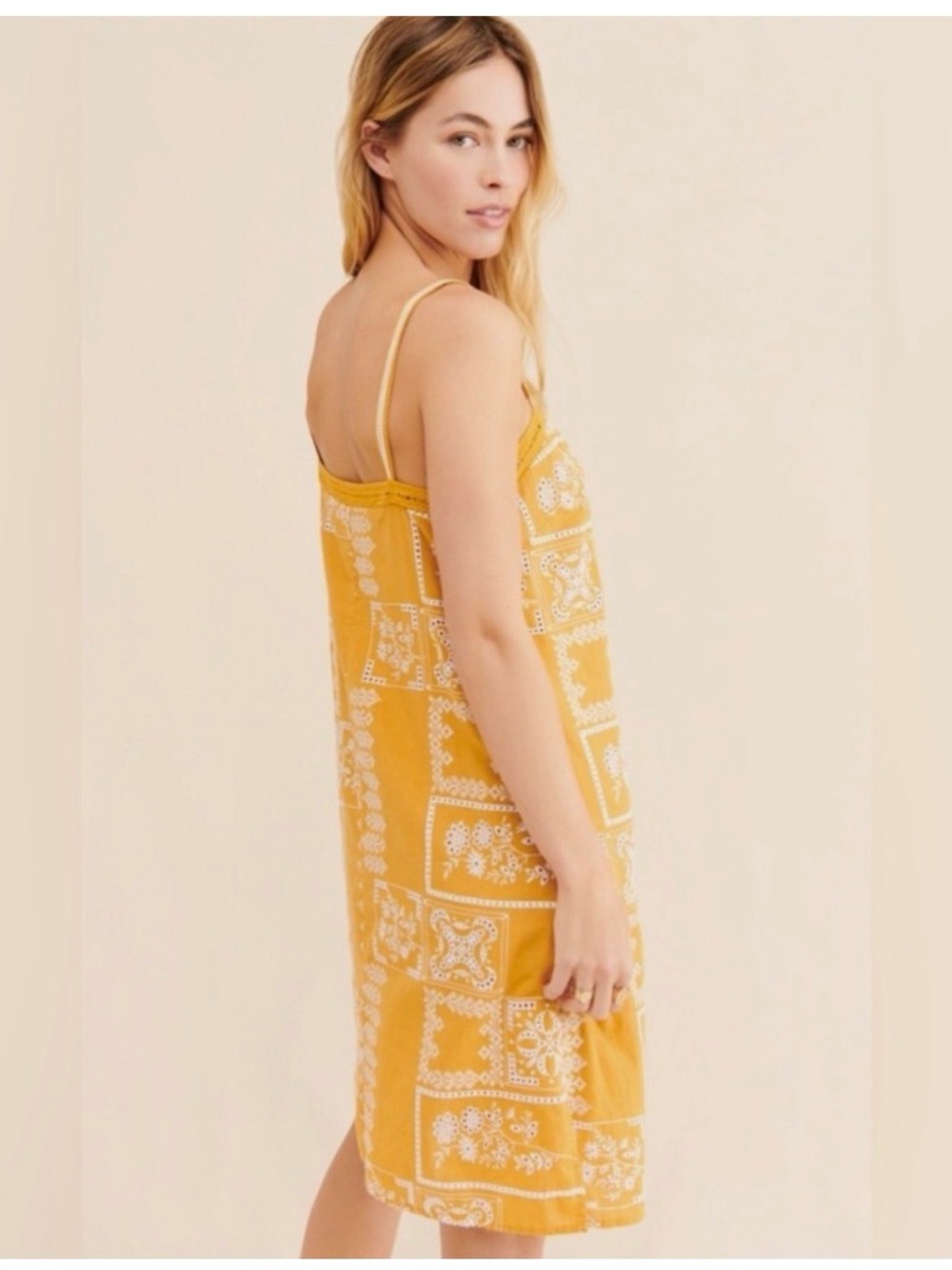 Anthropologie Sibyl Mustard Yellow Printed Sundress - Picture 2 of 9